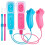 Confezione da 2 controller wireless e Nunchuk per console Wii e Wii U, controller Wii con Motion Plus, compatibile con Nintendo Wii/Wii U, blu e rosa 1