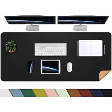 Große Schreibtischunterlage 120 x 43 cm, Kork & PU-Leder, rutschfest, wasserdicht, geeignet für Büro & Zuhause (Schwarz)