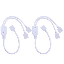 Cabo divisor RGB (2 unidades), conector fêmea de 4 pinos (1 para 2) para fitas de LED SMD5050/3528, 30 cm, branco.