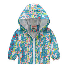 Vestes décontractées pour petits garçons et filles, imprimé dessin animé, à capuche, fermeture éclair, manches longues, coupe-vent, pour 12-18