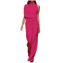 Jumpsuits lulshou do Mhná, Faisean na mBan Samhradh Soladach Ócáideach Póca Gan Smál Jumpsuit Crochadáin do Mhná Jumpsuits, Rompers & Forluí,