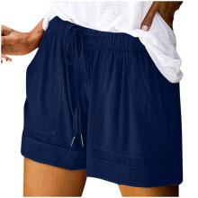 lulshou Shorts voor dames, plus size, comfortabel, met trekkoord en elastische tailleband, casual, lichtgewicht, met zakken, losse shortsbroek