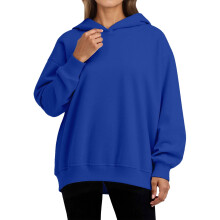 Sweat-shirts à capuche oversize pour femmes, pulls à manches longues et col rond – Vêtement d'intérieur doux et léger, couleur unie, hauts