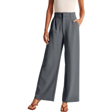 Damen-Hose mit weitem Bein, Business-Casual, locker geschnitten, hoch tailliert, Palazzo-Hose, fließend