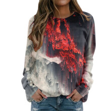 Damen-Langarm-Sweatshirts mit glitzerndem Grafikprint, Rundhalsausschnitt, lässige, lockere Passform – perfekt für Herbst und Winter