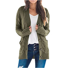 Gilet pour femme 2025 - Gilets en maille amples et décontractés, style oversize, cache-cœur, pulls à grosses poches, manteau vert