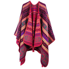 Poncho feminino, xale, cachecol, cardigã vintage aberto na frente, capa grande, cobertor grosso e quente para o inverno.