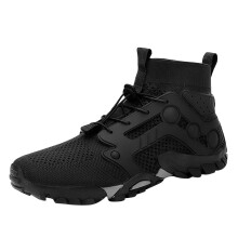 Zwarte nette sneakers voor heren, outdoor wandelschoenen, antislip wandel-, werk-, sport-, zwem-, waad- en rivierwandelschoenen.