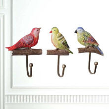 Worgeous1-Set Crochet mural en résine motif oiseaux pastoraux – Crochet mural rétro antirouille pour manteaux, serviettes, clés, sacs –