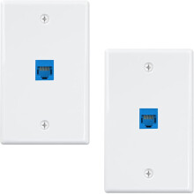 2-Pack 1 Port Ethernet Wall Plate, RJ45 Cat6 Female to Female Jack Inline Coupler Face Plates, 1-Port