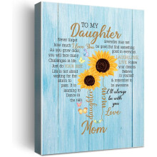 Tableau encadré avec poème pour fille – Décoration murale tournesol en forme de cœur, compatible avec la décoration de la chambre et du salon