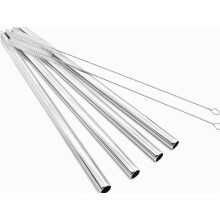 Pailles extra larges de 30,5 cm (12 po) et 1,27 cm (1/2 po) en acier inoxydable 304, lot de 4