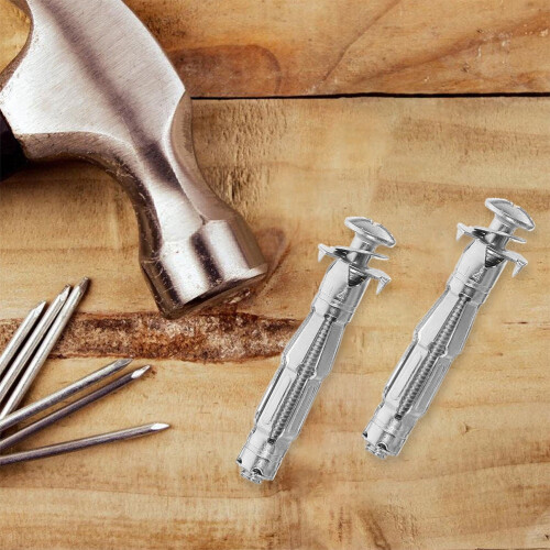 25 Pcs Drywall Expansion Nuts Threaded Screw Plasterboard Sheetrock Anchors Masonry Silver 2