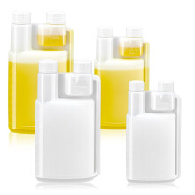 4-Pack 8oz & 16oz Recyclable HDPE Plastic Flask Shot Glasses – Portable, Translucent White, Compatible with Alcoholic Beverages