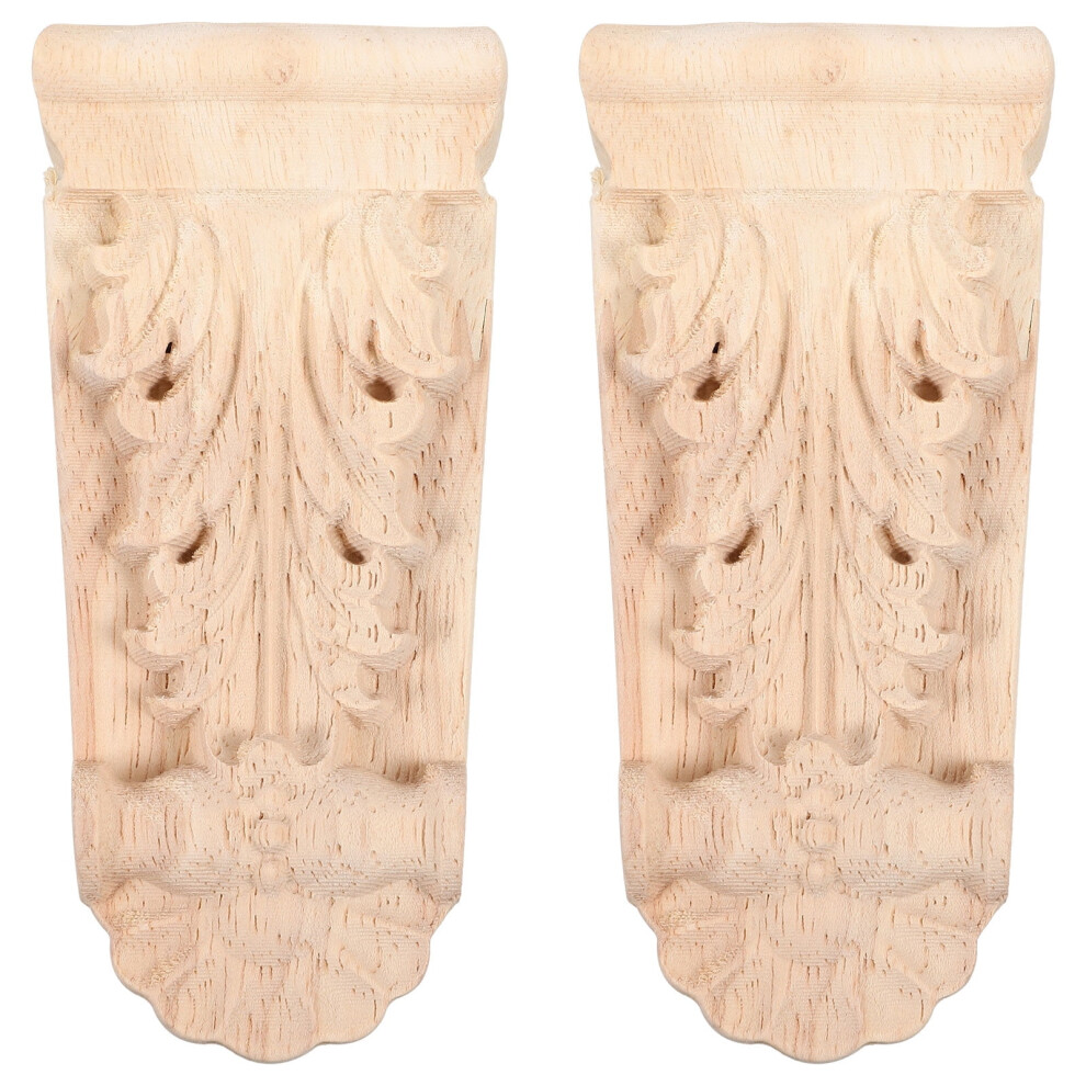 2Pcs European Style Wooden Carved Corbels Solid Wood Corner Onlay Model Ornate Wood Appliques Diy Furniture And Wall Trim Molding 9353595297340