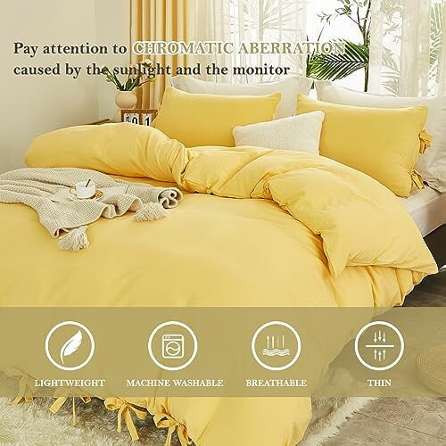 Yellow Queen Duvet Cover Set 3-Piece Microfiber 1