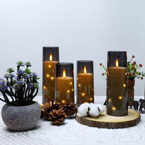 Set van 5 vlamloze LED-pilaarkaarsen met timer 2