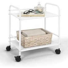 Carrito utilitario metálico de 2 niveles con ruedas – Estantería móvil con ruedas giratorias – Organizador de espacios pequeños para el