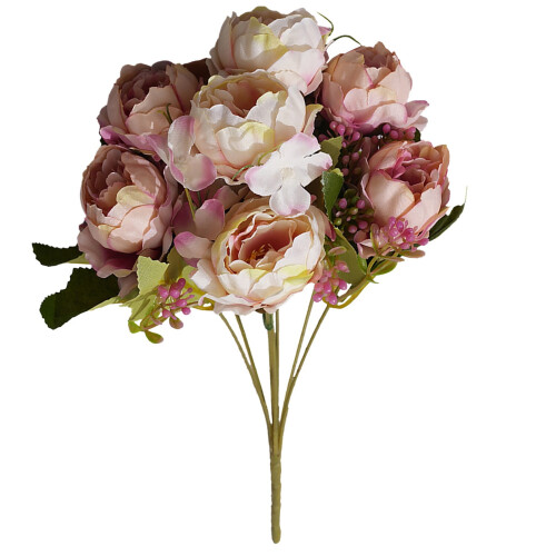 Buquê de peônias artificiais com 7 flores de seda. 1