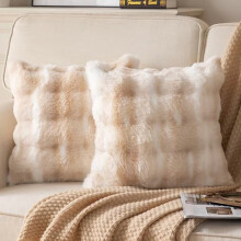 Lot de 2 housses de coussin en fausse fourrure 18x18 pouces