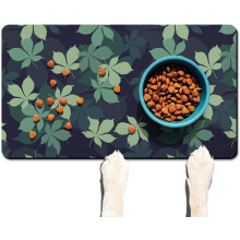 Hundefodermåtte, hundeskålsmåtte med super vandabsorberende 17''' x 30''', let at rengøre, vandtæt, skridsikker måtte til hundeskåle og