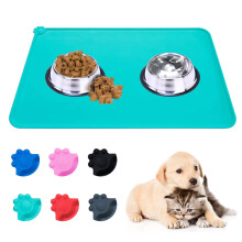 Alfombrilla grande de silicona Reopet para comederos de perros y gatos, antiadherente, con cojín de agua, aprobada por la FDA e impermeable - VERDE