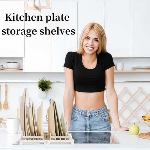 Multi-purpose dish rack with water tray, holds 8 plates, joinable, compatible with kitchen counters & cabinets 2