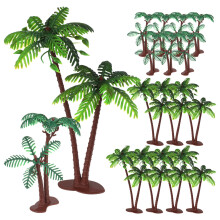 16Pcs Mini Coconut Tree Cake Toppers - 2 Tropical Palm Tree Decor for Beach Party/Cupcakes (PVC)
