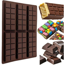 Moule à barres chocolatées profondes à 6 cavités avec racloir et poches à douille, moule en silicone épais pour barres fourrées,