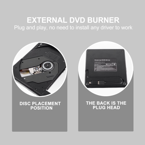 Εγγραφέας CD-ROM USB DVD Writer Αποθήκευση Δεδομένων Blue Ray Player Εξωτερικός Δίσκος Πλαστικό 2