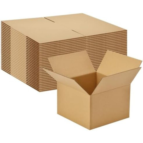 Pacote com 30 caixas de papelão ondulado marrom de 15x15x10 cm (6x6x4 polegadas) para embalagem, envio postal, mudanças e uso comercial.