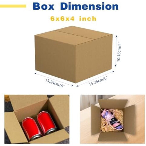 Pacote com 30 caixas de papelão ondulado marrom de 15x15x10 cm (6x6x4 polegadas) para embalagem, envio postal, mudanças e uso comercial. 1