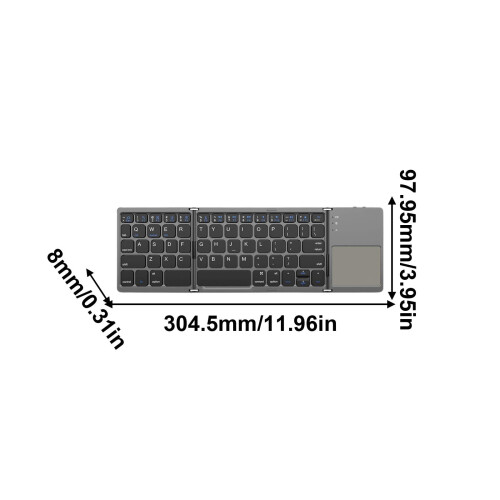 Tri-Folding Bluetooth Keyboard with Touchpad, Rechargeable & Portable for Laptop, Tablet, PC, Smartphone – Compatible with iOS/Android/Windows 2