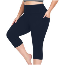 Plus Size Capri jóganadrág, 7/8-as hosszúságú, gyorsan száradó, magas derekú, hastámasztó, zsebes – fitnesz- és futócipőkkel
