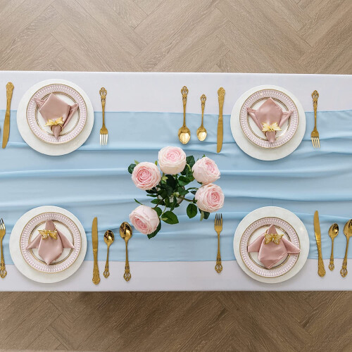 Light Blue Chiffon Table Runner 28 x 118 in 1