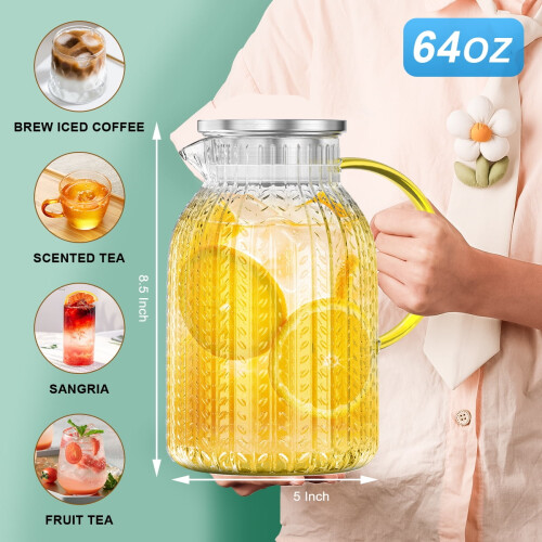 Brocca in vetro borosilicato da 64 once con coperchio e beccuccio 1