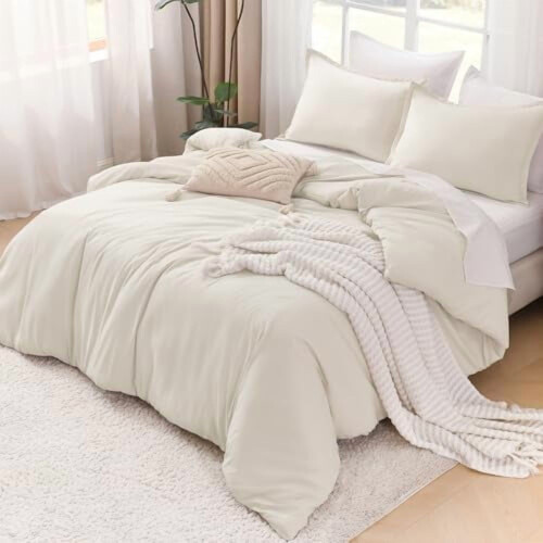 Boho effen dekbedovertrekset California King 1