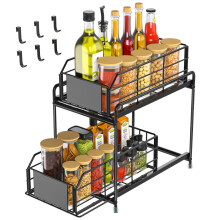 Organizador extraíble de 2 niveles para debajo del fregadero, ideal para baño y cocina, compatible con armarios estándar.