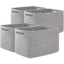 Lot de 4 paniers de rangement en corde de coton grise 32,3 x 22,9 x 19,8 cm