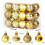 Mini Christmas Tree Ball Ornaments Gold Satin Shiny Glitter 3