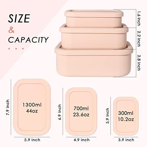 Ensemble de 3 boîtes de conservation alimentaire en silicone – Hermétiques, 1