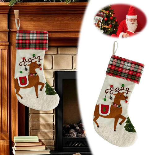 Weihnachtsstrümpfe, 45 cm, aus Jute mit Plüschbündchen (Set) 1