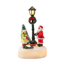 Figurine de lampadaire de Noël illuminé par LED – Village en résine