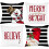 Capas de Almofada de Natal 22x22 Conjunto de 4 Vermelhas e Pretas com Boneco de Neve 1