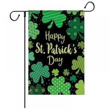 Bandera de jardín del Día de San Patricio de 30 x 45 cm, diseño de trébol a doble cara, bandera de jardín con trébol perenne para decoración
