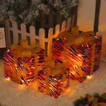 Coffret cadeau de Noël lumineux (3 pièces) – Décorations LED en PVC
