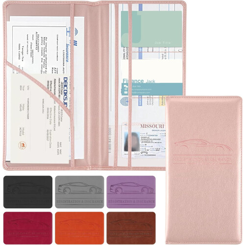 Autodocumentenhouder van PU-leer met magnetische sluiting.