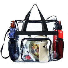 Sac à lunch transparent homologué pour les stades, avec bandoulière réglable, compartiment avant et poches en filet – Fermeture éclair