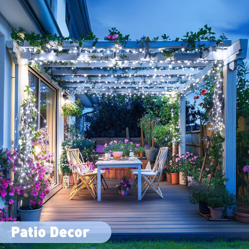 Συσκευασία 2 ηλιακών φωτιστικών 33 ποδιών, 100 LED, 8 Λειτουργίες, Αδιάβροχα, για αυλή, 2