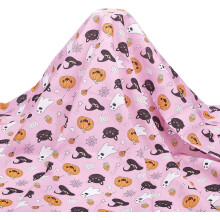 PH Fabric: Pink Pumpkin & Wizard Hat Print Cotton Fabric (57x19.6"), for DIY, Upholstery, Home Decor – Compatible with Craft Projects